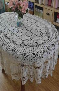 Handmade Crochet Table Cloth Oval Dinner cloth Crocheted Lace Cotton table cloth Long cover 2108247718834