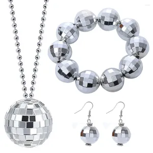 Party Decoration Disco Ball Costume smyckedekorationer 1970 -talet Silver Mirror Balls Armband örhängen Halsband Rave Accessoarer för kvinnor och