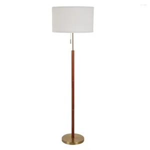 Floor Lamps Wood And Brass 58"H Walnut Finish Lamp With Pull Chain Transitional Adult Use