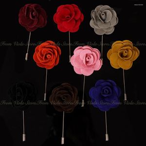 Broschen Herbst Herbst Winter Buntes Feststoff Samt Stoff 4cm Blume Brosche Männer Red Anzug Hochzeit Bankett Hut Lapel Pin Accessoire Geschenk Corsage Corsage