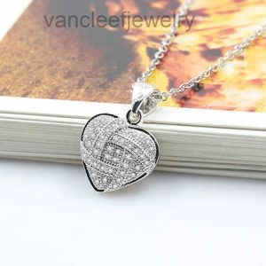 Heart Shape Pendant Necklace S Sier Plated Full Diamonds Stone Women Girls Lady Wedding Jewelry