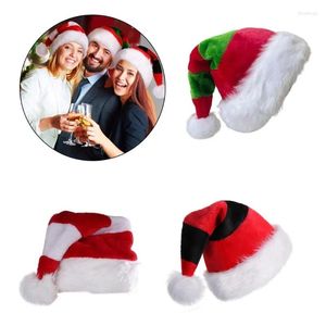 Berets Striped Santa Hat Thicken Plush For Holiday Comfort Liner Christmas Year Symbol Cap With White Brim