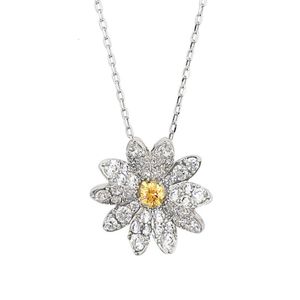 neckless for woman Swarovskis Jewelry Pair of Floral Charm Daisy Sunflower Necklace Female Swallow Element Clavicle Chain