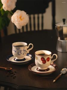 Керамические кофейные чашки с антикварным стилем и блюдца Винтажное японское дневное десертное блюдо Home Home Delycate Mug