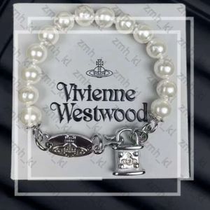 Viviane Westwood Bracelet Designer Jóias Viviennes Westwood Bracelet Luxury Hip Hop Jewlery Lock Head Pearl Bracelet feminino doce Personalidade legal esmalte 409