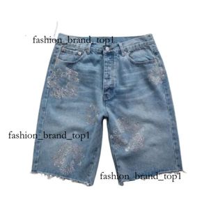 Teers Shorts Jean Flower Printed Denim Shorts Shortpants Slim Mens ljusblå shorts Wreath Light Wash Jeans Denim Teara Kapok Flower Shorts 6832