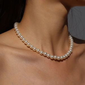 2023 Trend Wedding Party Jewelry Big Pearl Choker Halsband för kvinnor Elegant White Imitation Halsband X0172 240429