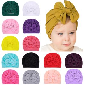 20pcs/lot Soft Baby Girls Hat Children Kids Bowknot Turban Cap Newborn Spring Autumn Beanie Infant Toddlers