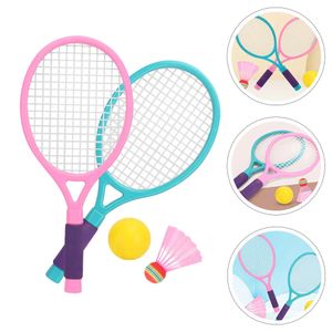 Tennis Badminton Racket Plastikhalterungsschläger mit Ball für Kinder Eltern 240419