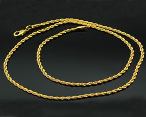 18K prawdziwy złoto plisowany łańcuch sznurka ze stali nierdzewnej dla mężczyzn złota łańcuchy mody biżuteria Prezent 9700561