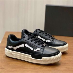 Skel Top Men Sneakers Shoes Platform Trainers White Black Leather Rubber Sole Men Women Party Wedding Comfort Skateboard Walking EU38-45 Med Box