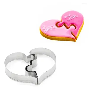 Baking Moulds Couple Heart Cookie Cutter Stainless Steel Biscuit Knife Fruit Kitchen Mold Embossing Printing