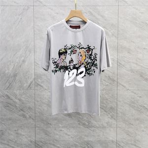 22SS skum brev par tryck t shirt män kvinnor bomull topp tees gamla kläder sommar 281w