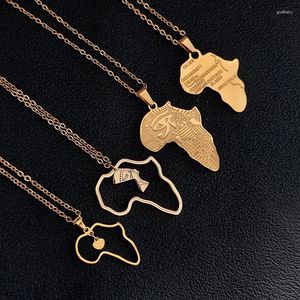 Pendant Necklaces Africa Map Stainless Steel Necklace For Women Men Gold Color Ethiopian African Hiphop Item Jewelry Accessories Wholesale