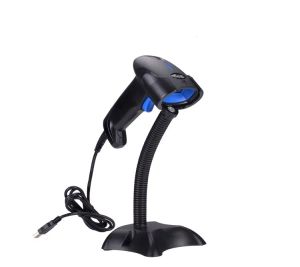 Swimwear New High Gality Wired Laser Scanner 1D Scanner com scanner de código de barras a laser contínuo com Stand para POS Plug and Play