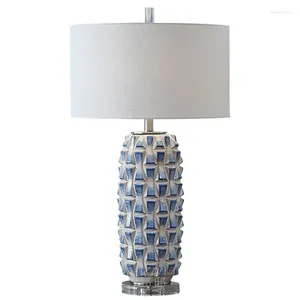 Lampade da tavolo blu ceramica pristica creativa soggiorno decorazione decorazione minimalista camera da letto cristallo gioielli