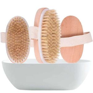 Bath Tools Accessories Bristles naturais escova seca escova de madeira oval banho de banho massagem e tratamento de massa gorda para circulação sanguínea Q240430