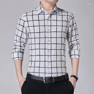 Camicie casual maschile in stile inglese camicia slim formale da uomo con bottlewwork quadrato stampare