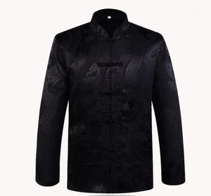 Men039s Jackets Brand Прибытие чернокожие китайские традиционные атласные воротнички с воротником Dragon Silk Cont Comput Куртка Coat12175524
