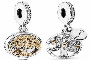 925 Sterling Srebrny Dangle Charm Oryginalne Złote Rodzinne Korzenie Dwukrotnie Tree Tree of Life Pendant Koraliki Koraliki Pitne P Charms Bransoletka DIY Akcesoria 9096787