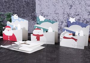 12 Pcs Christmas Cards Fresh Simple Greeting Cards With Envelope Blessing Card TriFolding 3d Post Card Invitation New Year Cards25765653