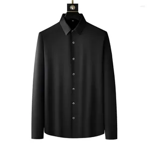 メンズドレスシャツ2024スプリングシャツ長袖ファッションビジネスシームレスノンアイアンハイエラスティックロパパラフレ