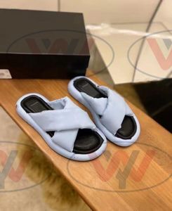 2022 New cross wide stripe irregular Embossed printing Slippers Slides women039s sandals Loafers Muller shoes Upper with heats1412169