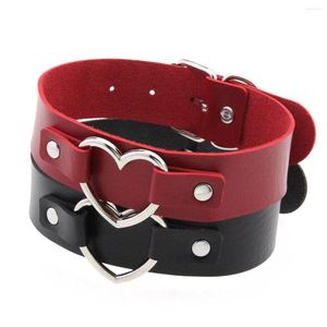 Choker vintage punk gotisk faux läderparty gåva klassisk hajuku bred hjärta halsband kvinnor hals smycken krage