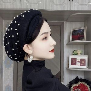 Etnik Giyim İncileri Boncuk Kadın Dantel Türban Kapakları Saç Band Kadın Başı Sargılar Kafa Bandı Şapkası Müslüman başörtüsü Bonnet Turbante Mejur