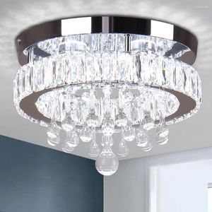 Taklampor Modern Crystal Chandelier Flush Mount Light Led Raindrop Round Lamp för sovrum Hallen vardagsrum 6500K