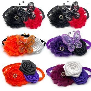 Dog Apparel 30/50pcs Halloween Pet Supplies Cat Bow Tie Rose Flower With Butterfly Small Grooming