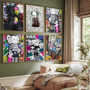 Papéis de parede K-Kaws, fofo, adesivo de pôster L-luxury de alta definição de alta qualidade Arte de parede Retro Pôster para casa Kawaii Decoração J240505