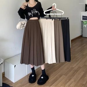 Skirts Temperament Vintage Versatile Women Casual Fashion Clothes Formal Solid Grey Streetwear All Match Y2k High Waist Female Skirt