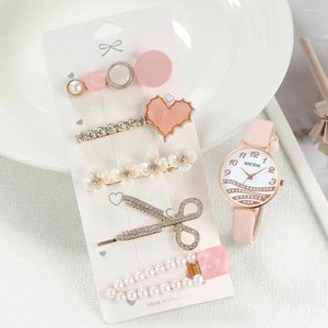 Orologi da polso gioielli di moda orologi per capelli set per donne casual al quarzo orologio per orologio per le forbici per capelli accessori Montre femme