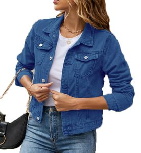 Роскошная дизайнерская джинсовая куртка женская куртка Casual Hyle Neck 3/4 рукав односпальная джинсовая джинсовая панель.