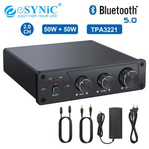 Wzmacniacz ESYNIC 192K/24bit Bluetooth stereo Audio Wzmacniacz 2 kanały HiFi Digital Power wzmacniacz Optyczne USB do analogowego DAC 50W+50W