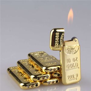 Fancy Design Cigar Lighter Refillable Metal Gold Brick Without Gas Lighter Factory Wholesales