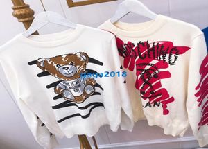 High End Women Girls Sticke Sweater Bear Letter Motiv Sweatshirt Crew Hals långärmad blus Skjorta Knitwear Fashion Design Pullo3662689