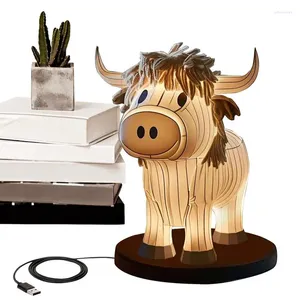 Bordslampor Cow Bedside Lamp 3D för sovrum lätt nattduksbord sovrum västra vardagsrum skrivbord