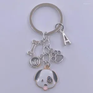 Keychains Letter A-Z Dog Bone Claw Basin Head Alloy Keychain Ladies Girls Bag Charm Accessories Present Lover