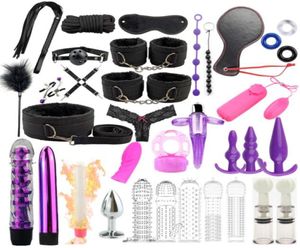 Sexprodukte Erotikspielzeug für Erwachsene BDSM Sex Bondage Set Handschellen Dildo Vibrator Anal Plug Peitsche Sexspielzeug für Paare Y2103301889167