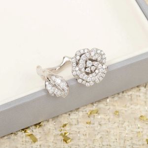 2022 Luksusowa marka Pure 925 Sterling Srebrna biżuteria Róża Camellia Diamond Rose Flower Wedding Pierścionki Najwyższa jakość Prezenta