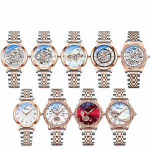 Chenxi/Dawn Fashion Glow Waterproof Mechanical Womens Watch Solid Steel Band Hollow Out helautomatisk mekanisk klocka