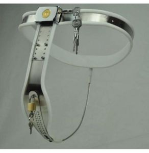 M148 new bondage female stainless steel lockable & adjustable T-Type devices belt (white & black to choose), sex toys for women3847554