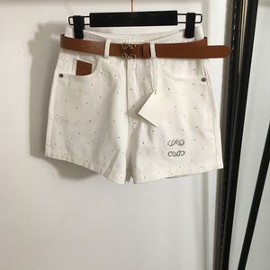 Street Style Style Female Belt Shorts Fashion Diamond Ornament Dress White Personality Charm Short Pants