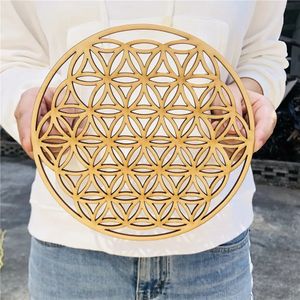 1PC Wood Wall Flower of Life Shape Art Home Decor Laser Cut Nonslip er Set Placemats Table Mat Round Cup Pad 240430