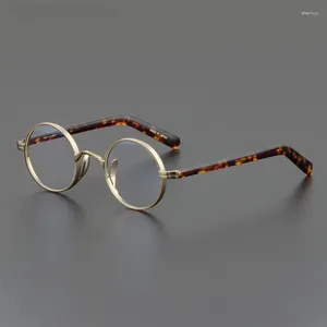 Óculos de sol Quadros 2024 Japanese de titânio puro de titânio e acetato de titânio e acetato com óculos retro retro Óculos de miopia lendo