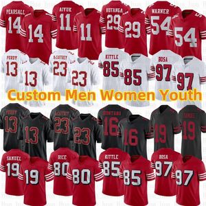 2024 Ricky Pearsall Brock Purdy George Kittle football jerseys Christian McCaffrey Warner Nick Bosa Deebo Samuel Rice Montana Hufanga Aiyuk Young Ricky Pearsall