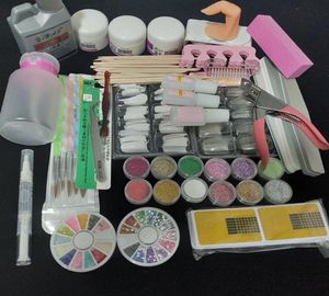 Färger Nagel Glitter Powder Acrylic Nail Art Manicure Kit Decoration Acrylic Pen Brush Nail Art Tool Kit Set för nybörjare2261740