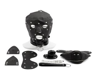 Fetish PU Leather Dog Mask Head Harness Sex Slave Collar Leash Mouth Gag Bondage Hood Blindfold Adult Games Sex Toys for Couples 04436033